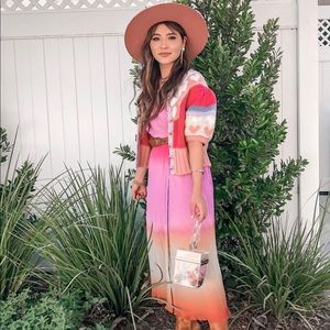 Rainbow spaghetti strap midi dress